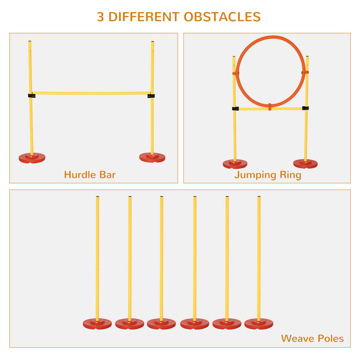 PawHut Dog Agility Jump & Hoop Set – Yellow – product view 4