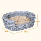 PawHut Wicker Pet Basket with Cushion – Grey – product view 3