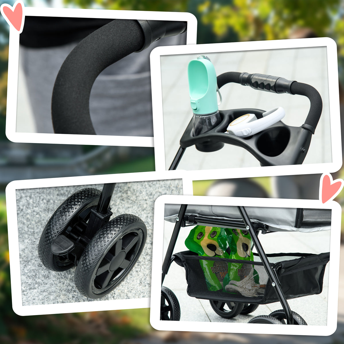 Four-wheel folding dog stroller – image 1