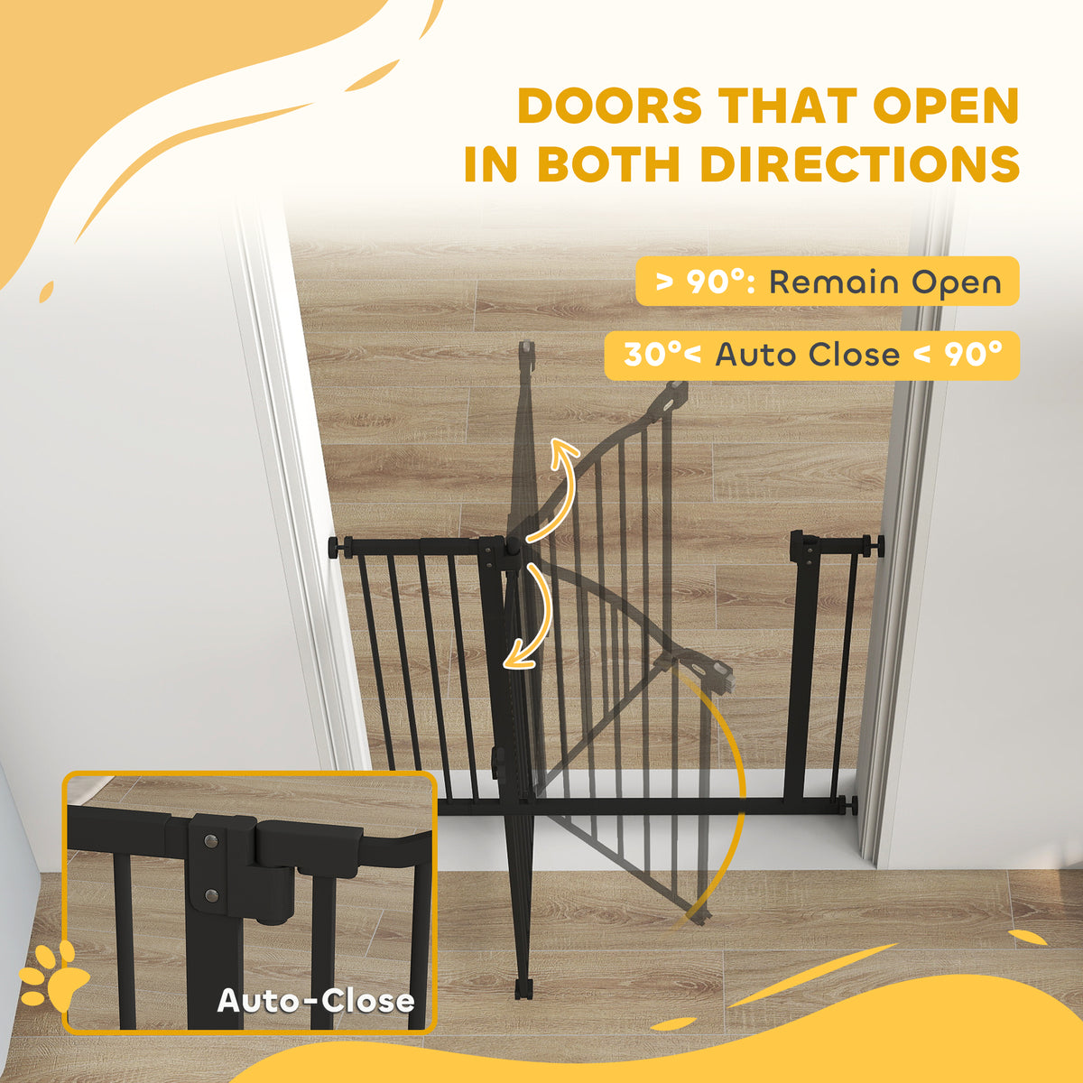 PawHut Pet Gate with 14cm Extension – Black – product view 5