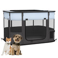 PawHut Folding Mesh Pet Playpen – Grey – product view 1