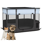PawHut Folding Mesh Pet Playpen – Grey – product view 1