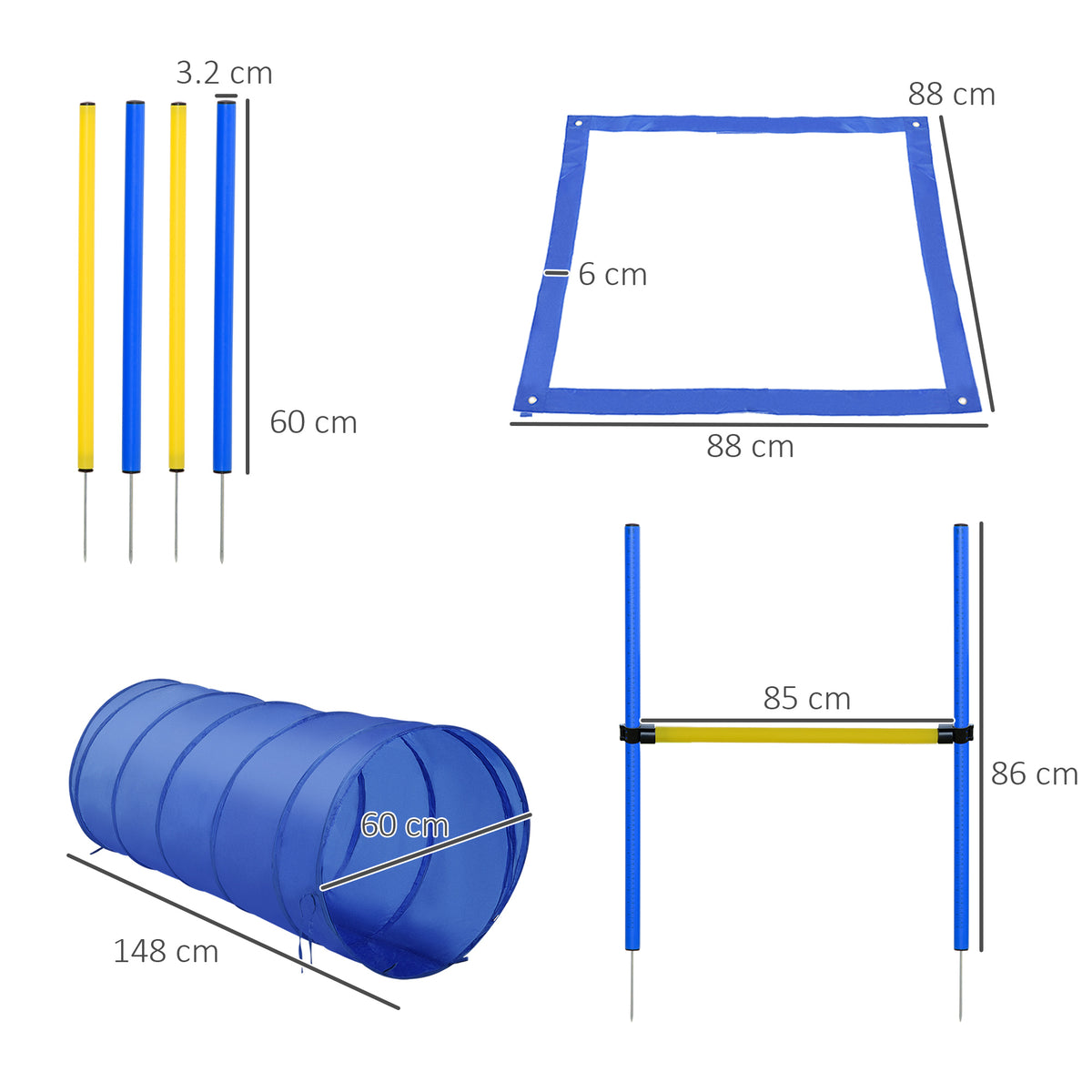 PawHut Dog Agility Set with Tunnel & Pause Box – product view 3