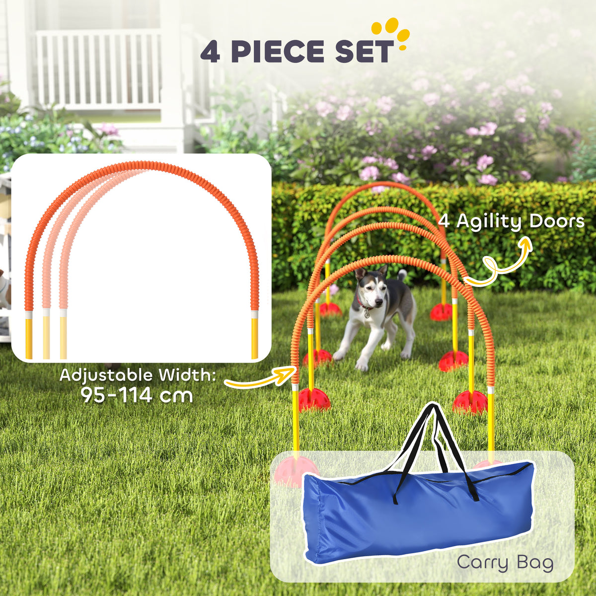 PawHut Four Adjustable Dog Agility Doors – product view 4