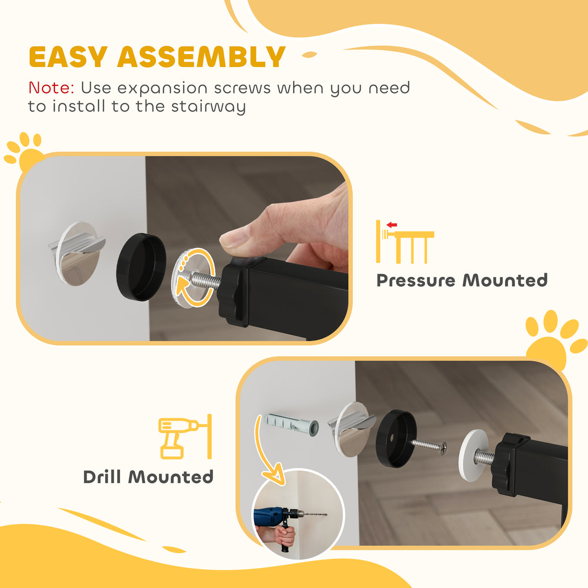 Wide pressure-fit dog safety gate in black – image 3