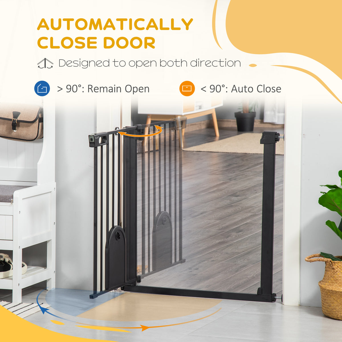 Pressure-fit dog gate with cat flap – image 4