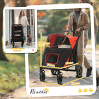 Folding dog stroller – red – image 2