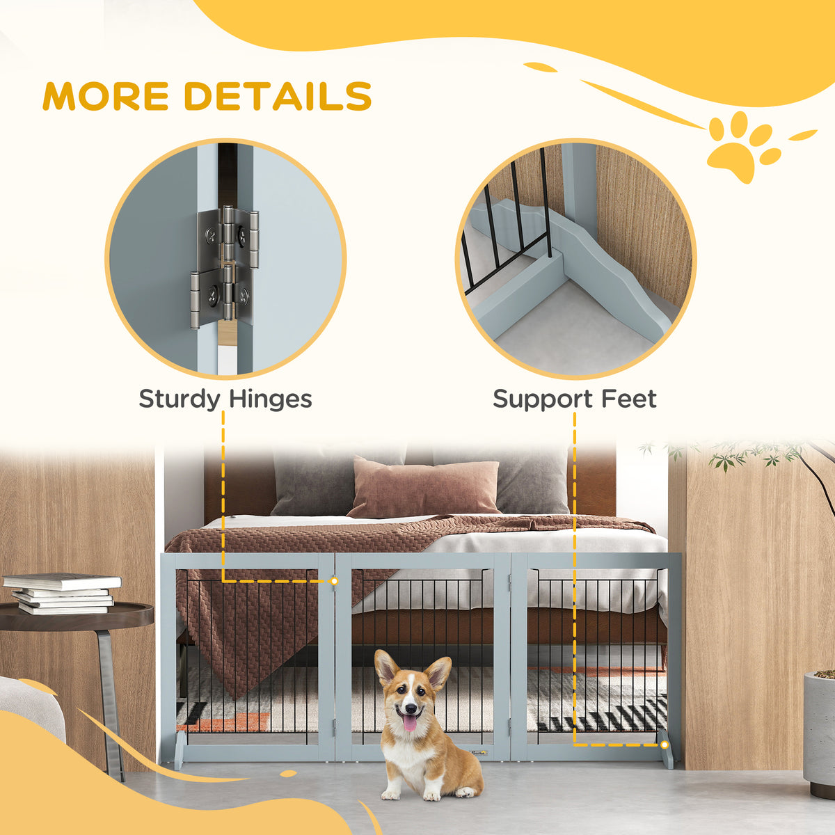 PawHut folding three-panel pet gate – image 4