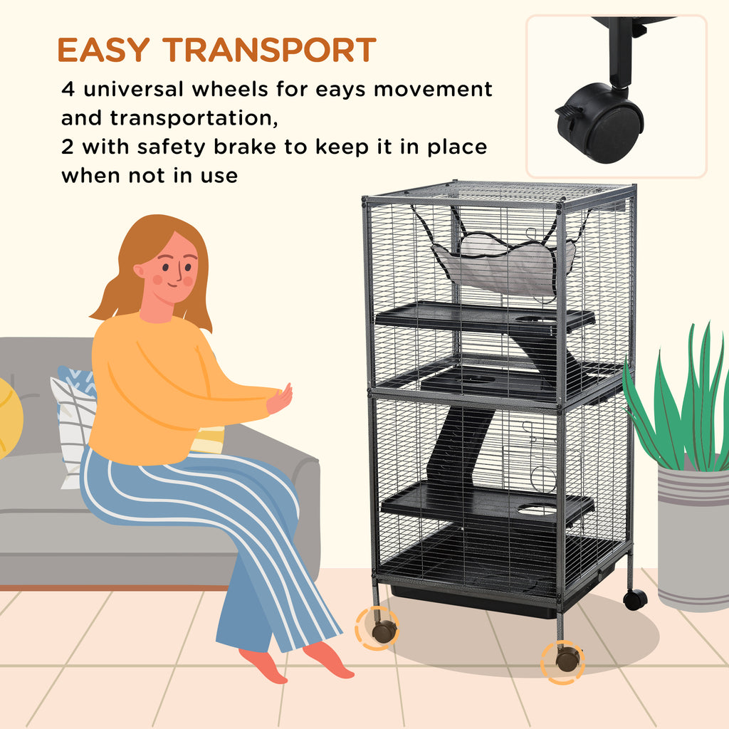 PawHut Four-Level Small Animal Cage with Hammock – product view 5