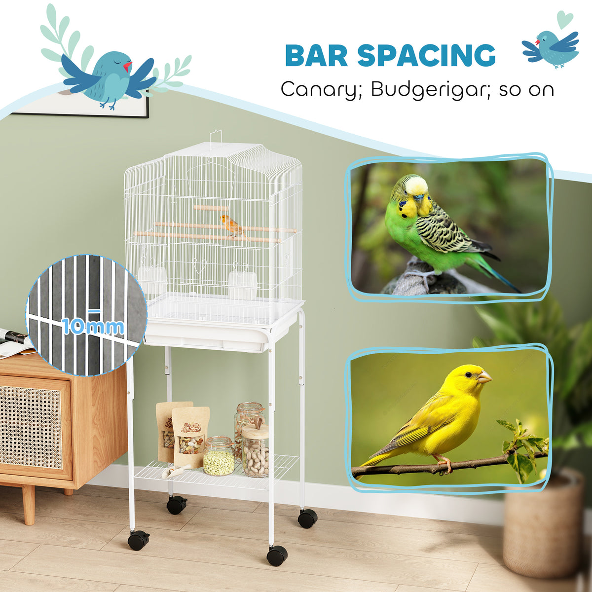 Wheeled bird cage with stand – image 3