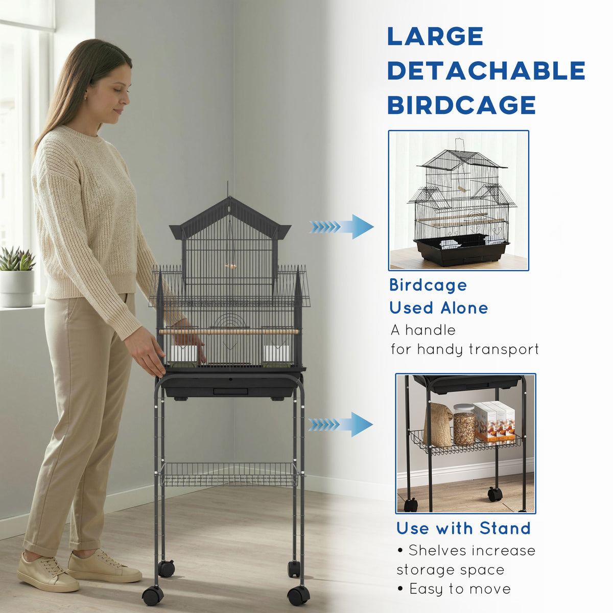 Metal bird cage with swing – image 1