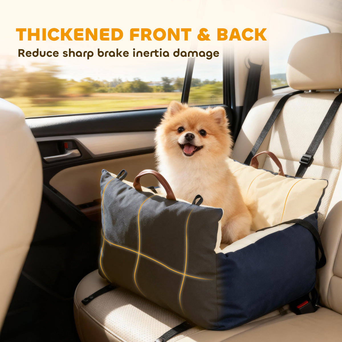 PawHut Small Dog Car Booster Seat – Navy – product view 5