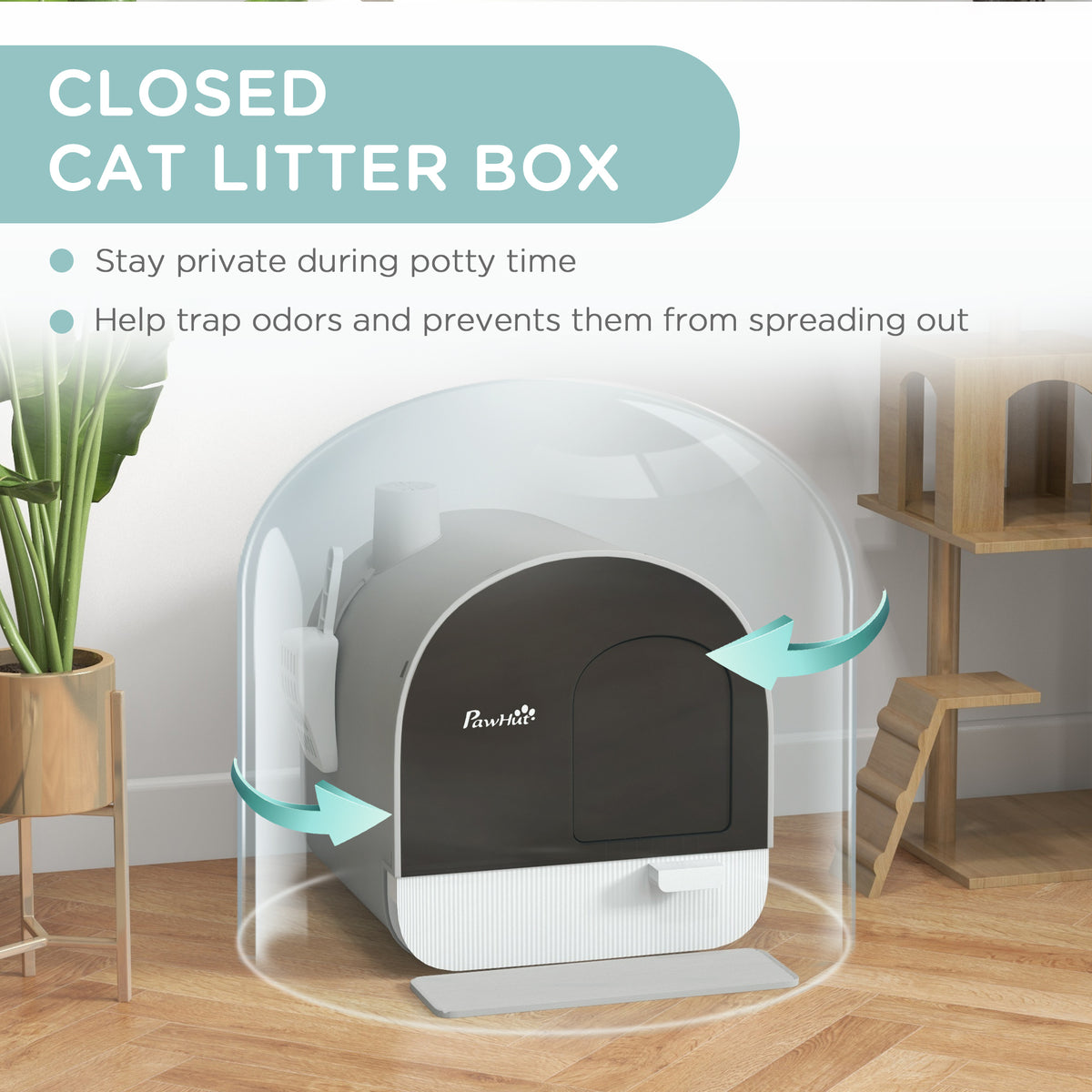 Hooded cat litter box with flap door – image 4