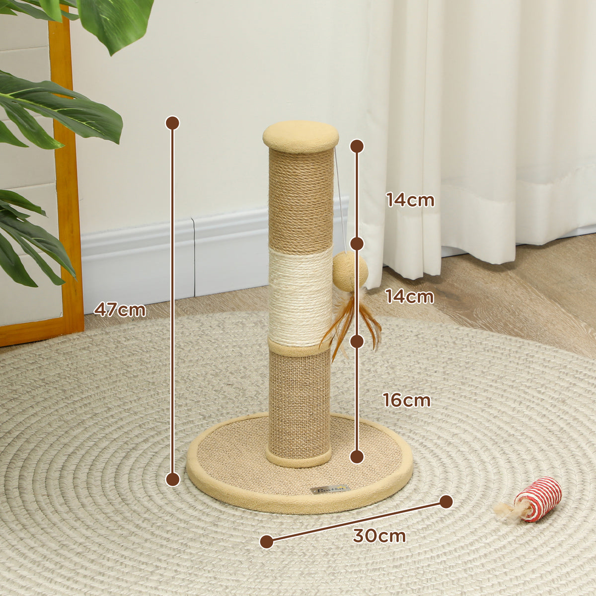 PawHut Multi-Texture Cat Scratch Post – 47cm – product view 3