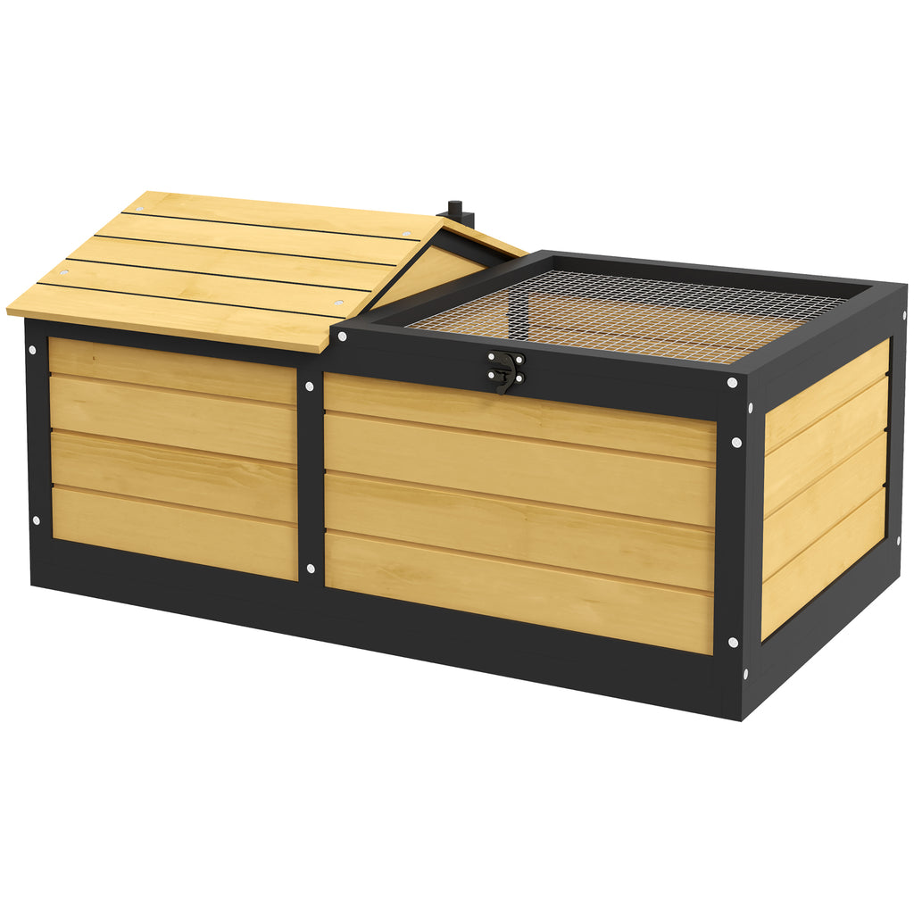 PawHut Wooden Tortoise Table with Hide & Run – product view 1
