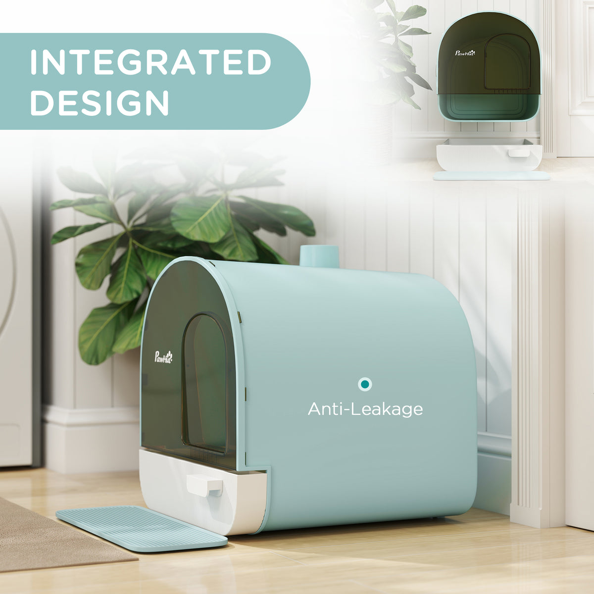 Hooded cat litter box with flap door – image 2