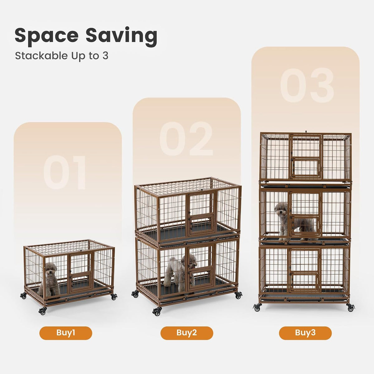 Metal dog crate with wheels – image 2