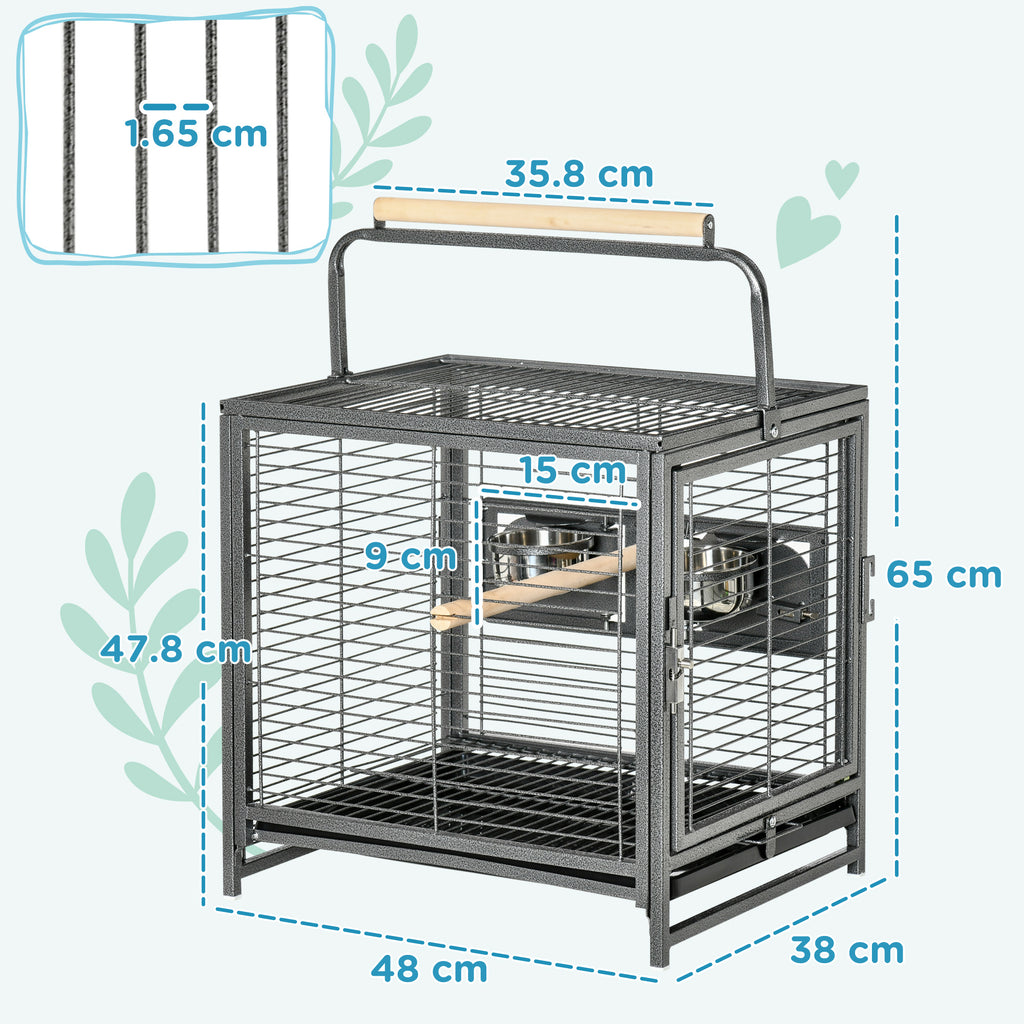 PawHut Bird Travel Cage with Bowls & Perches – product view 3