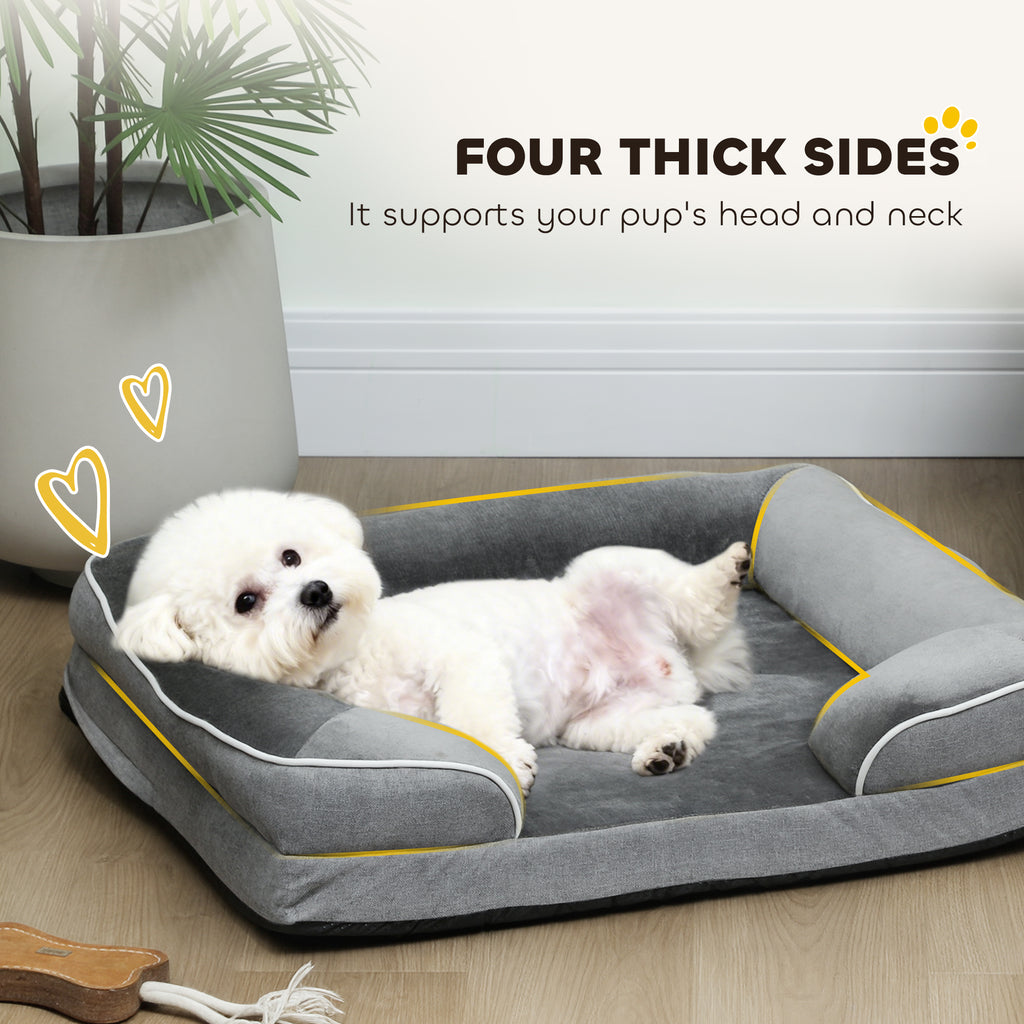 PawHut Memory Foam Dog Sofa Bed – Grey, 70cm – product view 5