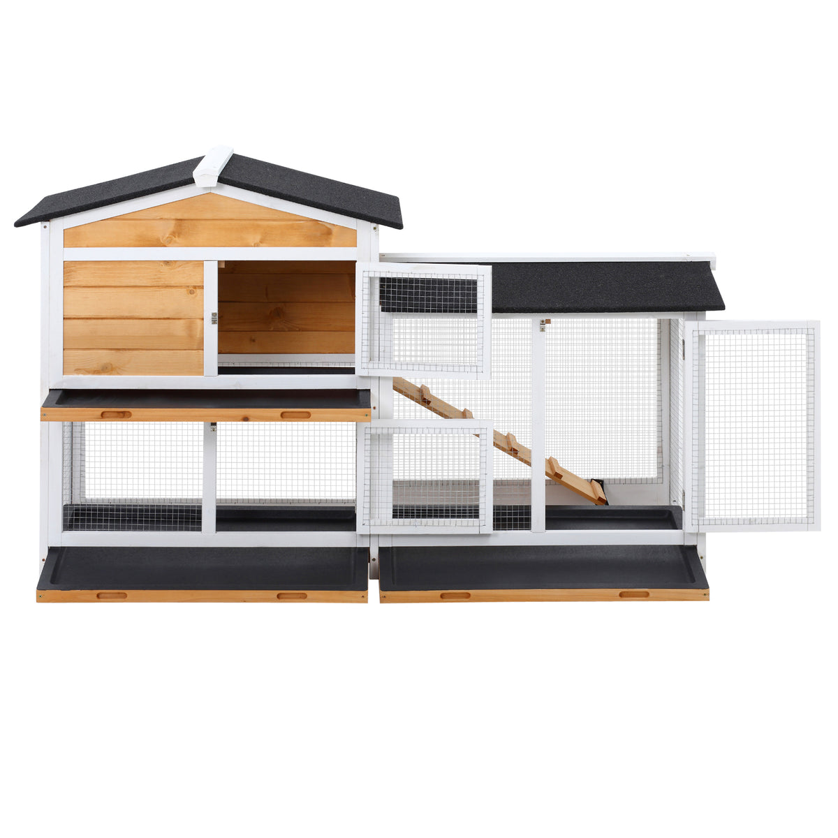 Two-tier wooden rabbit hutch – image 2