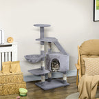 PawHut Cat Tree with Condo & Basket – Grey, 125cm – product view 2
