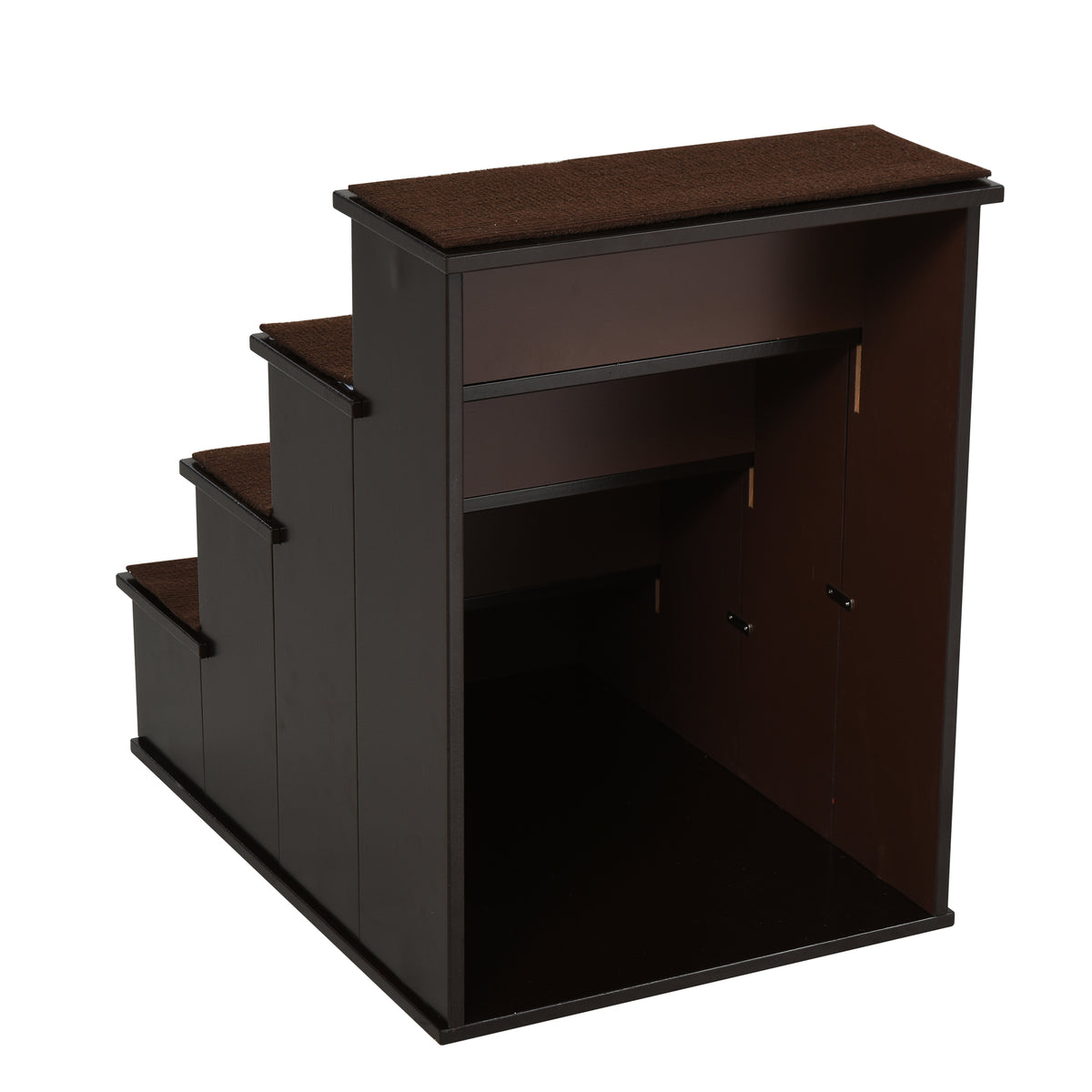Dark brown four-step pet stairs – image 2